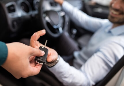 Key handing over to customer after auto body repair